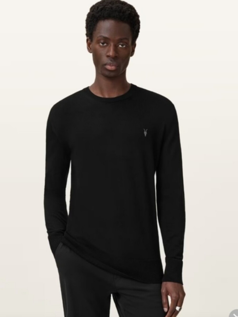 AllSaints‎ Black Long-Sleeve Crewneck Shirt